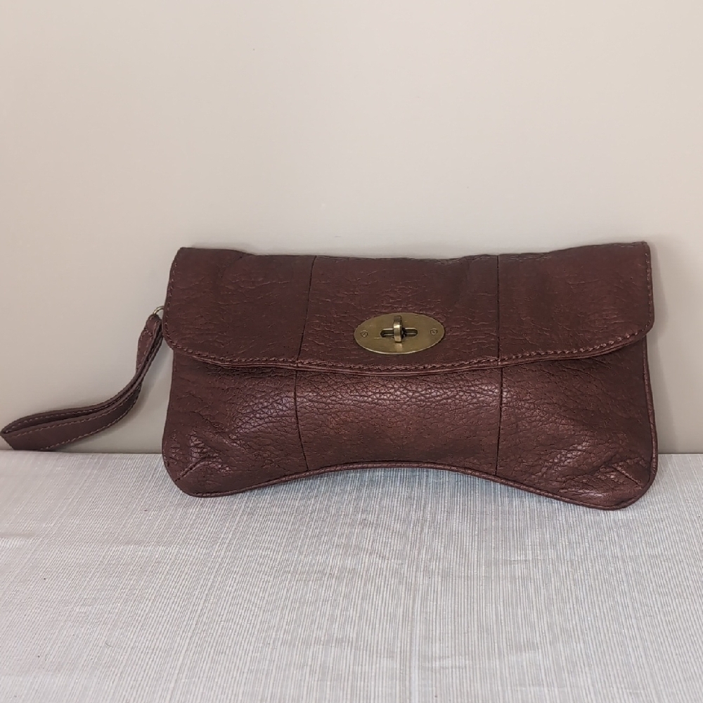 Red by Marc Ecko Wristlet Clutch in Brown PU Leather
